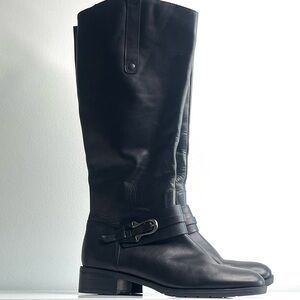 Franco Fortini Black Leather Knee-High Boot wide calf size 9.5 leather